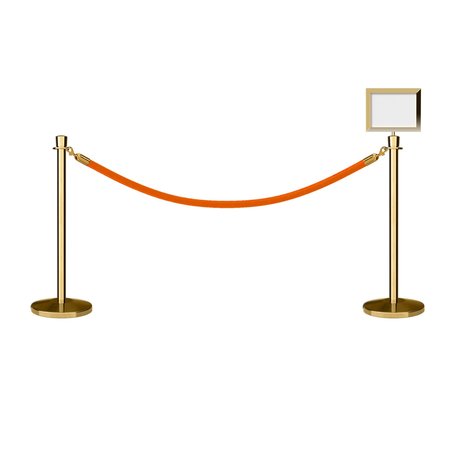 MONTOUR LINE Stanchion Post & Rope Kit Pol.Brass, 2CrownTop 1Gold Rope 8.5x11H Sign C-Kit-1-PB-CN-1-Tapped-1-8511-H-1-PVR-GD-PB